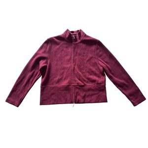 Faconnable Size XL Men's‎ 100% Cotton Full Zip Sweater Maroon
